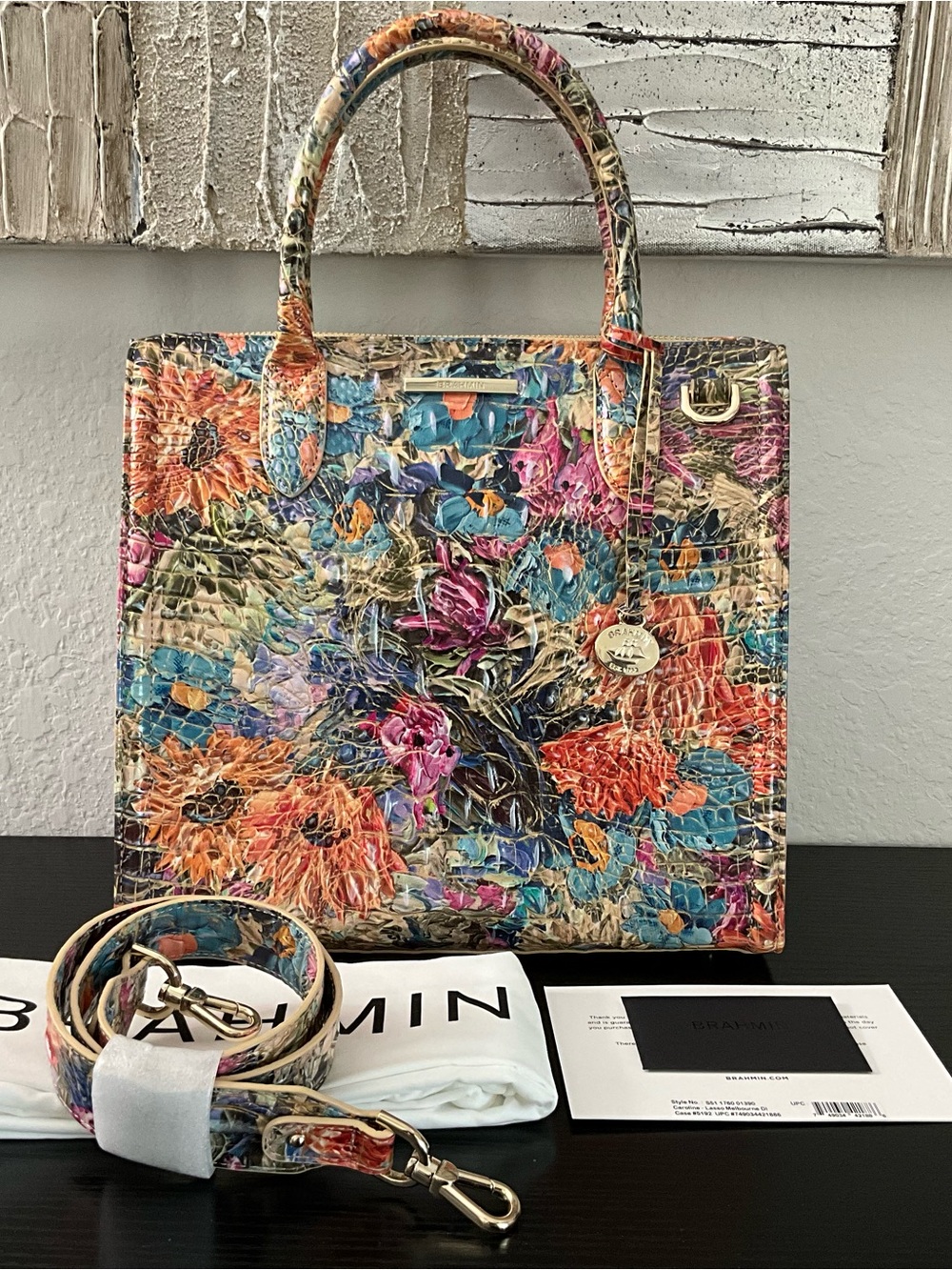 Brahmin Lg. Caroline LASSO MELBOURNE DI Floral Leather W/Eye NWT